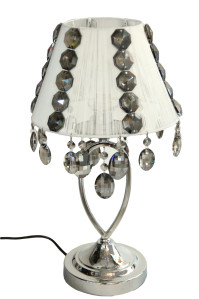 Настольная лампа классическая SVLIGHT с хрусталем 51280 хром+белый+черный